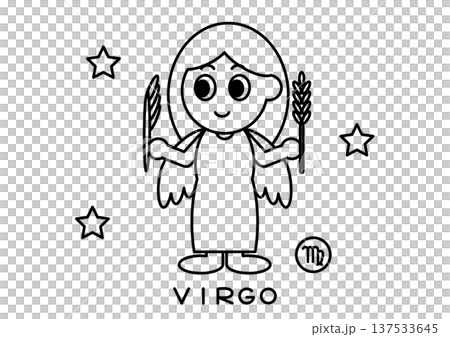 かわいい乙女座の白黒イラスト 137533645