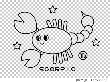 かわいい蠍座の白黒イラスト 137533647