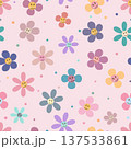 Cute Smiling Flowers Seamless Kids Vector Pattern 137533861