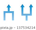 青グラデーション分岐矢印アイコン ビジネスフローチャート素材 137534214