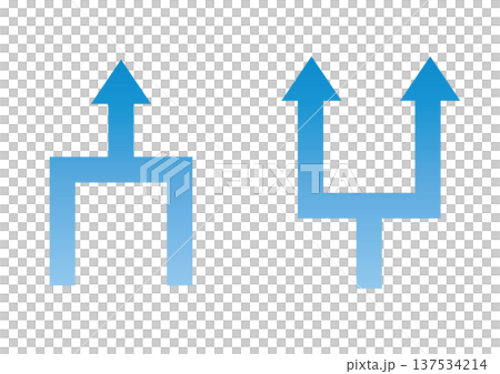 Blue gradient branching arrow icon business flowchart material Blue gradient branching arrow icon business flowchart material 137534214