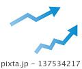 青グラデーション成長矢印アイコン ビジネスグラフ素材 137534217