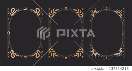 Mystical tarot card frames set with celestial moon 137534218