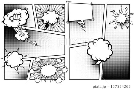 Comic book layout with burst effects 137534263