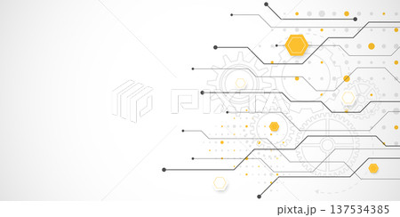 Circuit board digital abstract background. Motherboard technology texture design. AI semiconductor and computer processor on tech bg. Vector illustration 137534385