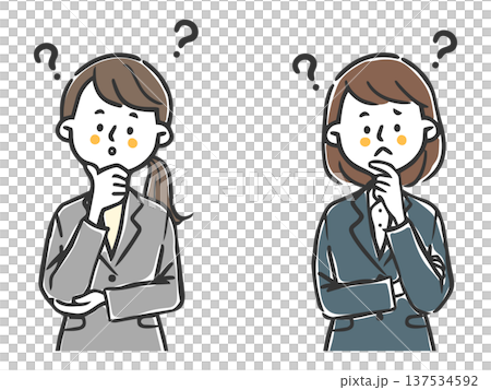 疑問を持つ女性会社員　上半身　ベクター 137534592