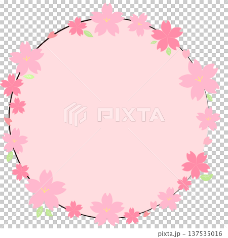 桜の花びらが舞うフレーム素材(枠内ピンク) 桜の花びらが舞うフレーム素材(枠内ピンク) 137535016