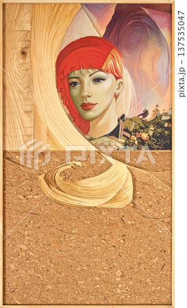 コルクボードの一部を使ったアート 137535047