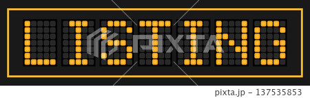 Orange color led banner in word listing on black background Orange color led banner in word listing on black background 137535853