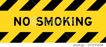 Yellow and black color with line striped label banner with word no smoking 137535856