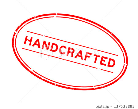 Grunge red handcrafted word oval rubber seal stamp on white background Grunge red handcrafted word oval rubber seal stamp on white background 137535893
