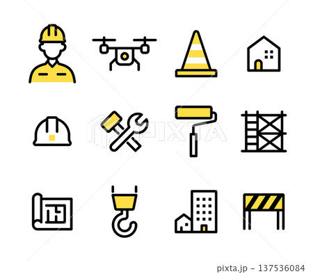工事現場アイコンセット 137536084