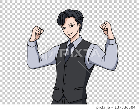 A young businessman who plays guts pose A young businessman who plays guts pose 137536304