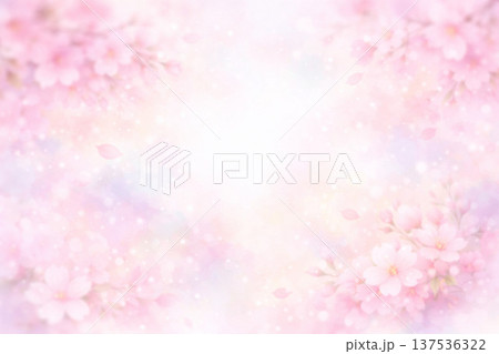 桜シリーズ：ぼかした桜越しに見る春のパステル背景 137536322