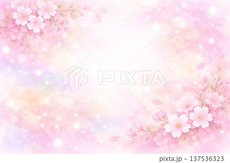 桜シリーズ：光の粒子が舞う春らしいパステル抽象背景 137536323