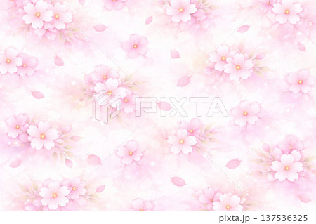 桜シリーズ：桜と花びらが溶け合う優しいパステル地紋 137536325