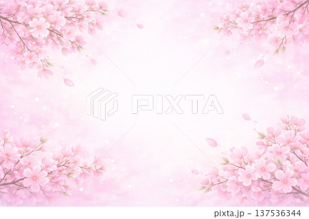 桜シリーズ:角に桜を配した中央余白の春背景 桜シリーズ:角に桜を配した中央余白の春背景 137536344
