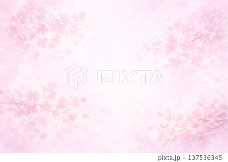 桜シリーズ：シルエット化した桜の抽象背景素材 137536345