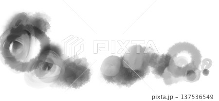 輪っかや煙、しぶき背景素材、手書き、墨で描いた抽象的なライン模様	 137536549
