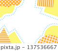 手描きの波・三角・四角・丸を四隅に置いたポップでかわいいフレーム　オレンジ×イエロー 137536667