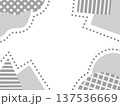 手描きの波・三角・四角・丸を四隅に置いたポップでかわいいフレーム　グレー 137536669