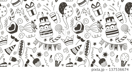 Birthday seamless pattern in doodle style Birthday seamless pattern in doodle style 137536674