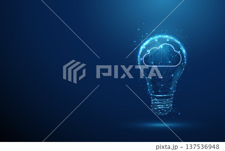 3d light bulb with data cloud inside. Data-driven ideas, cloud intelligence, digital innovation, analytics insight, smart technology thinking, modern problem solving concept. 3d light bulb with data cloud inside. Data-driven ideas, cloud intelligence, digital innovation, analytics insight, smart technology thinking, modern problem solving concept. 137536948