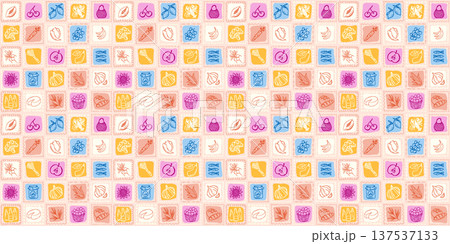 Farmers Market Summer Fruits Vegetables Mediterranean Supermarket Shopping Vector Seamless Pattern for Fashion Textile Design or Fresh Amalfi Wallpaper. Multicolored Doodle Tiles Retro Illustration Farmers Market Summer Fruits Vegetables Mediterranean Supermarket Shopping Vector Seamless Pattern for Fashion Textile Design or Fresh Amalfi Wallpaper. Multicolored Doodle Tiles Retro Illustration 137537133