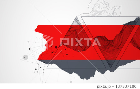 Wireframe abstract mountains in the middle of a triangle. ART background. Wireframe abstract mountains in the middle of a triangle. ART background. 137537180