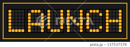Orange color led banner in word launch on black background 137537376