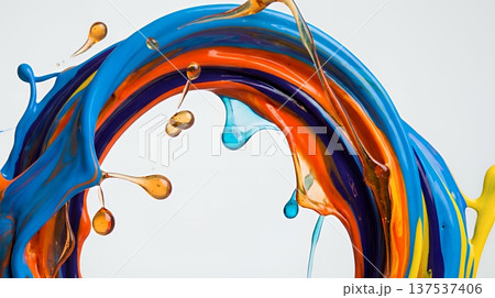 カラフルなインクの飛沫と光沢のあるスプラッシュアート 137537406