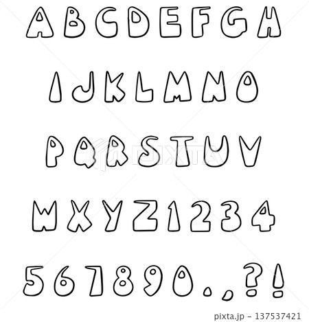 Handwritten typography font lettering ABC cartoon vector text fun comic 137537421