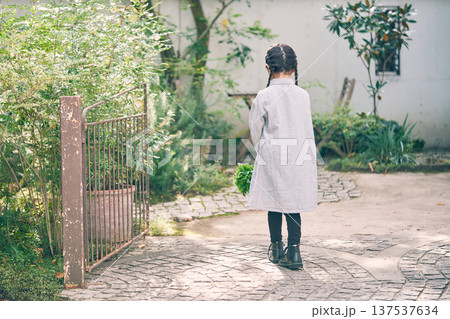 庭にいる女の子の後ろ姿 137537634