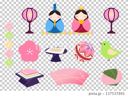 女兒節形像素材套裝 137537891