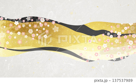 金箔と桜と白い和紙 137537989