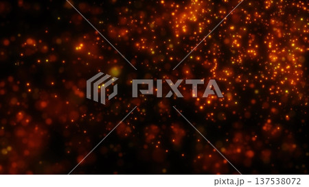 Glowing fiery particles floating in dark space, creating a vibrant and dynamic abstract scene Glowing fiery particles floating in dark space, creating a vibrant and dynamic abstract scene 137538072