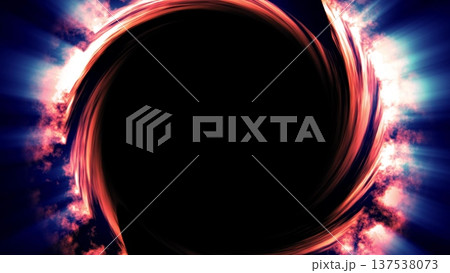 Dramatic visual of a fiery black hole surrounded by swirling plasma 137538073