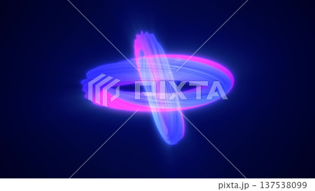 Abstract purple energy magic bright glowing spinning ring of lines, background 137538099
