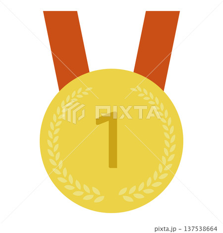 赤いリボンの金メダル 1位ランキング フラットイラスト 137538664