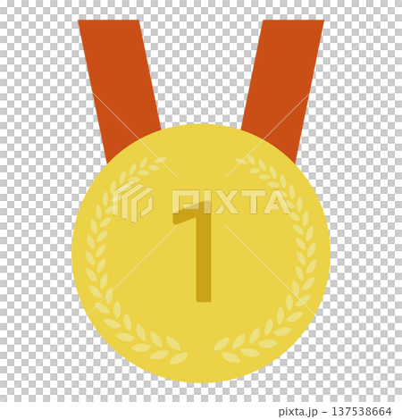 赤いリボンの金メダル 1位ランキング フラットイラスト 137538664