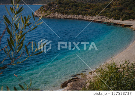 Rocky Mediterranean coastline near town of Kas, Rocky Mediterranean coastline near town of Kas, 137538737