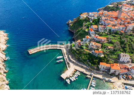 Aerial View Vrbnik Krk Island Croatia Mediterranean Coast Aerial View Vrbnik Krk Island Croatia Mediterranean Coast 137538762