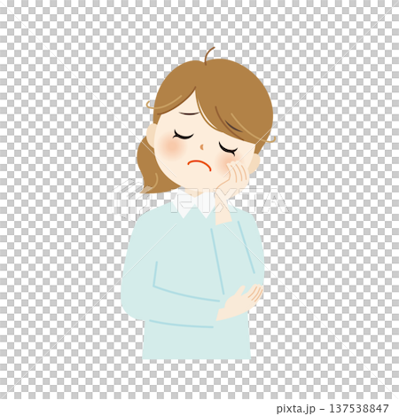 Illustration of a troubled woman resting her chin on her hand - Worries, Anxiety, Contemplation 12 Illustration of a troubled woman resting her chin on her hand - Worries, Anxiety, Contemplation 12 137538847