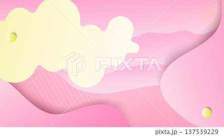 立体的なペーパーカットとピンクの波の抽象背景ベクター素材 137539229