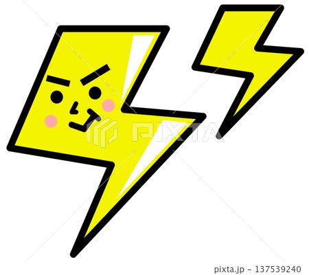 電気の放電や雷の稲妻で感電するキャラクターのイラスト 137539240