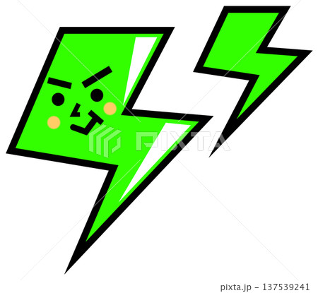 電気の放電や雷の稲妻で感電するキャラクターのイラスト 137539241