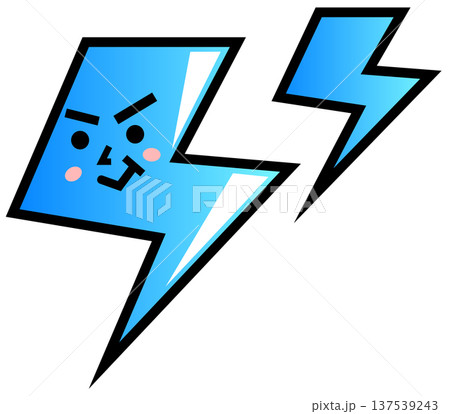 電気の放電や雷の稲妻で感電するキャラクターのイラスト 137539243