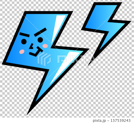 Illustration of a character being electrocuted by an electrical discharge or thunder lightning bolt 137539243
