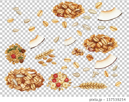 水彩風のグラノーラのイラスト 137539254