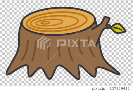 Illustration of a natural tree stump cut off by environmental destruction 137539432